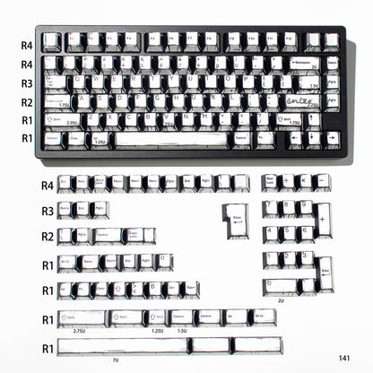 White comic style, PBT heat sublimation original factory highly compatible personalized keycap set.