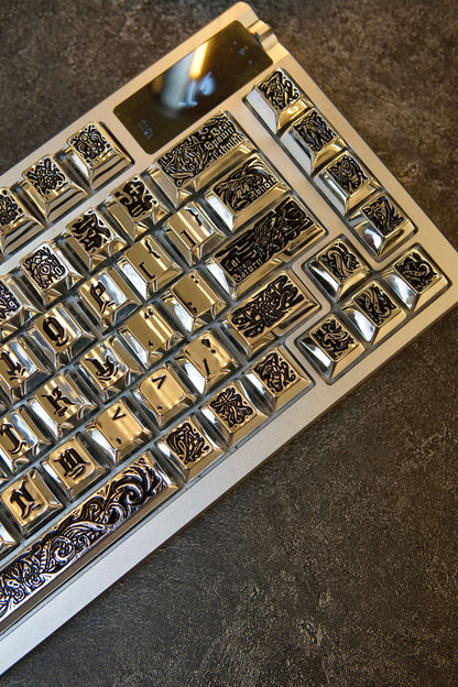 Ancient God theme, metal keycap set, peripheral personalized keycap set（Silver version）