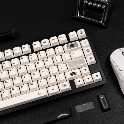 Zen themed rice white/gray/yellow keycaps PBT thermal sublimation original mechanical keyboard keycaps