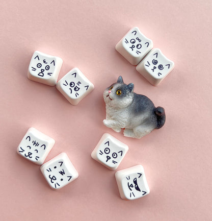 Cute cat 8-key emoji, heat sublimated PTB material, personalized keycap.