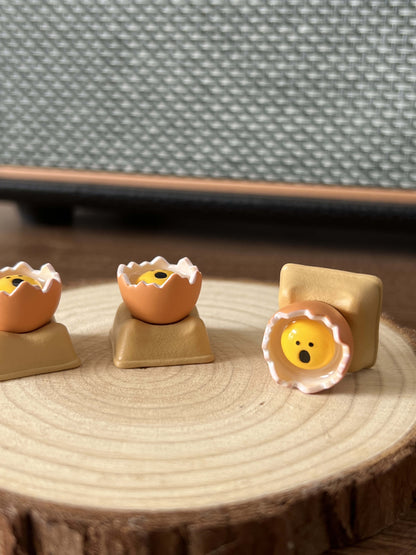 Screaming eggs, resin coated personalized keycaps, keyboard decorative keycaps, funny keycaps.