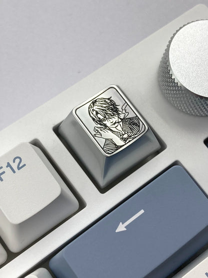 One Piece, Zoro，Sanji， Zinc alloy personalized keycaps, metal decorative keycaps, keyboard anime game keycaps.