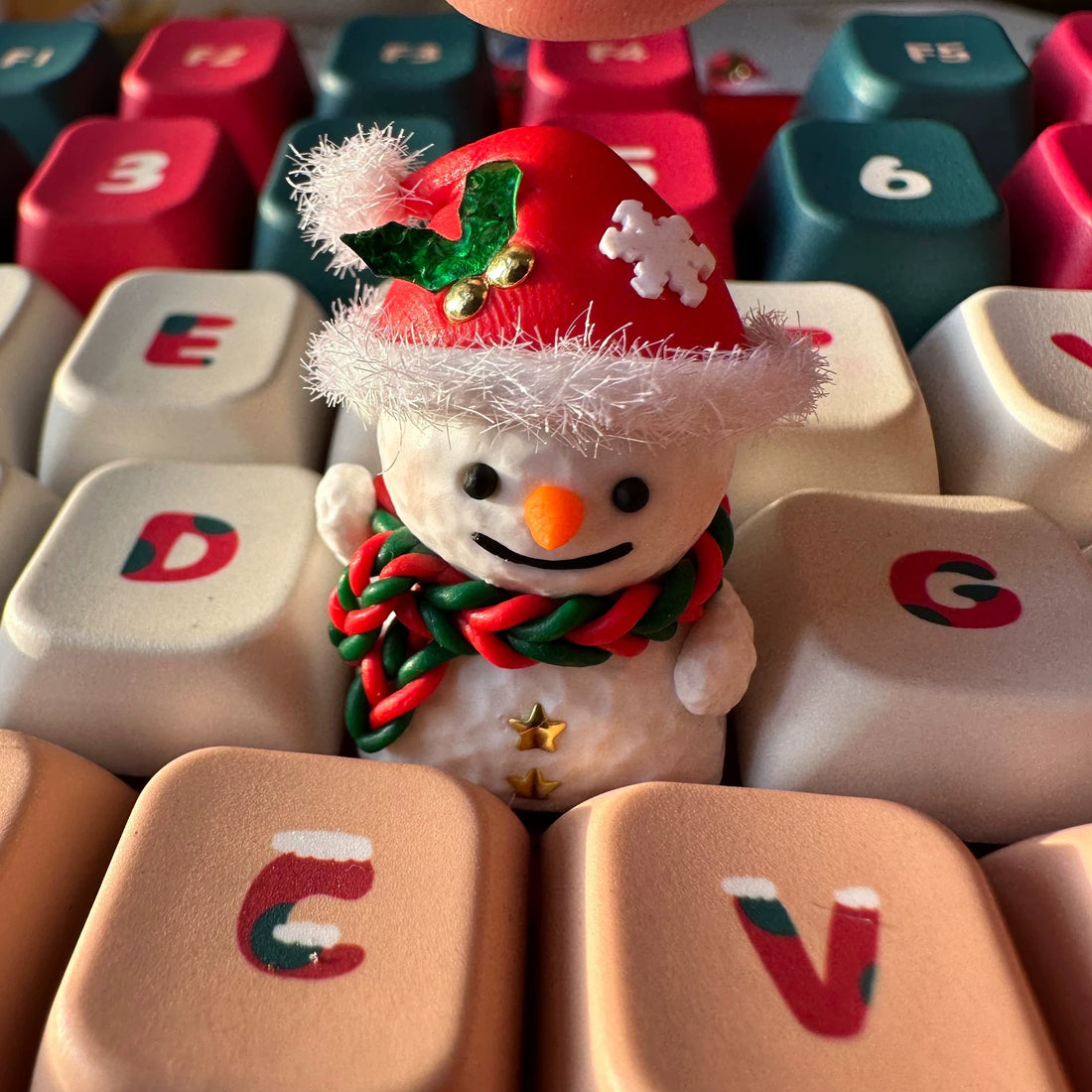 Christmas Snowman Mechanical Keyboard Personalized Keycaps, Soft Clay Handmade Keycaps
