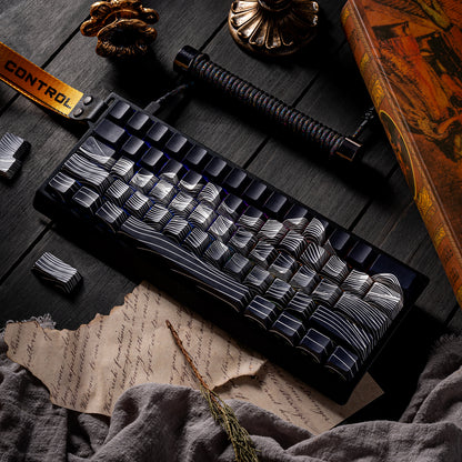 High mountain line keycaps, original factory height side engraved translucent keycaps, PBT side translucent personalized keycaps set