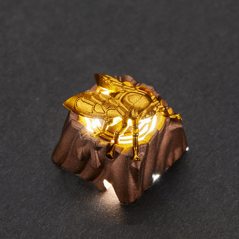 Golden cicada aluminum alloy, metal anode personalized keycaps, decorative translucent metal keycaps