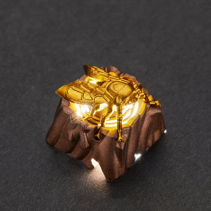 Golden cicada aluminum alloy, metal anode personalized keycaps, decorative translucent metal keycaps