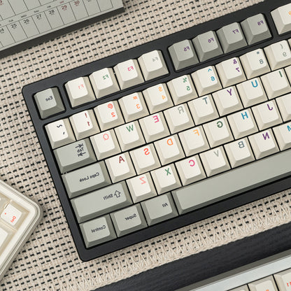 Vintage Grey Mirror Keycaps Complete Set PBT Heat Sublimation Customization Original Factory Height