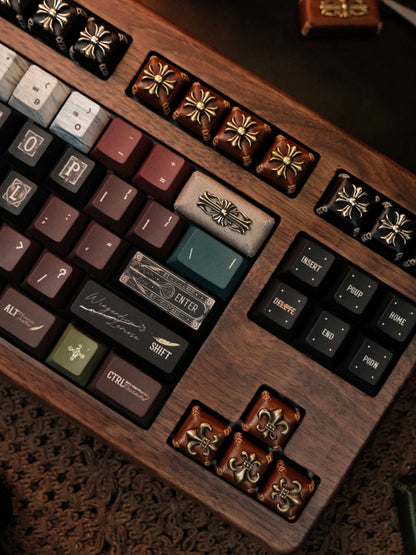 Leather sewing, resin base, Chrome Hearts， Retro style 2U backspace key personalized keycap, mechanical keyboard decorative keycap