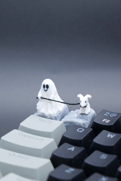 Ghost leading sheep keycaps, mechanical keyboards, personalized creativity, cute resin keycaps