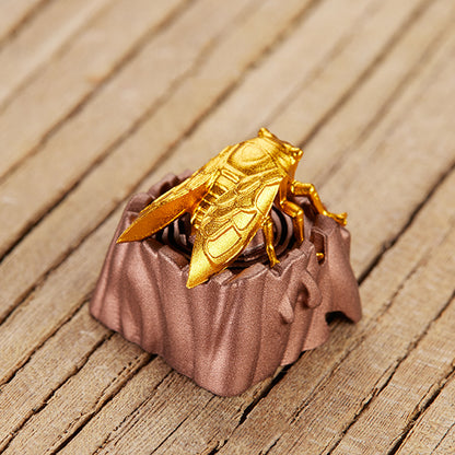 Golden cicada aluminum alloy, metal anode personalized keycaps, decorative translucent metal keycaps
