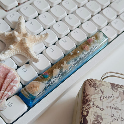 Seaside, Beach 6.25U Spacebar, Resin Personalized Keycaps, Ocean Art Keycaps Decorative Keycaps