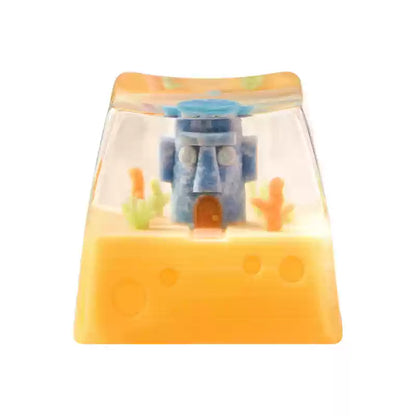 SpongeBob SquarePants Theme Series Resin Dropping Adhesive Personalized Keycaps, Artisankeycaps, Mechanical Keyboard Decorative Keycaps