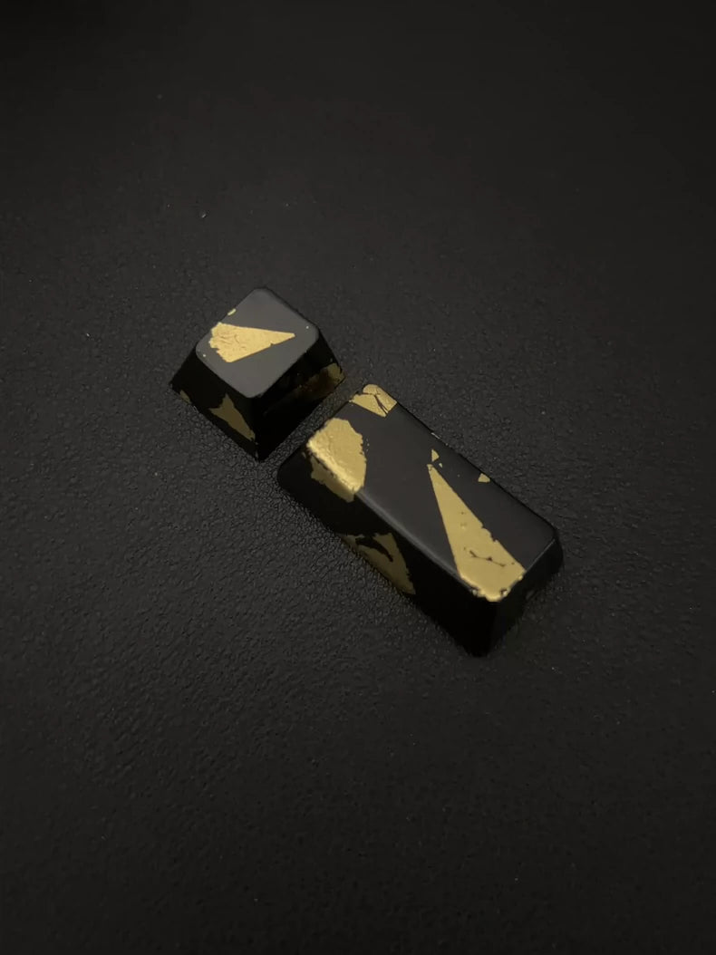 Chinese Lacquer, ESC+keycaps 2.25U left shift · Gold shattering effect, personalized keycaps, resin coated keycaps, mechanical keyboard decorative keycaps
