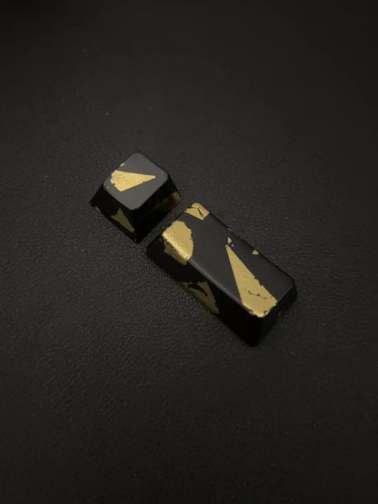 Chinese Lacquer, ESC+keycaps 2.25U left shift · Gold shattering effect, personalized keycaps, resin coated keycaps, mechanical keyboard decorative keycaps