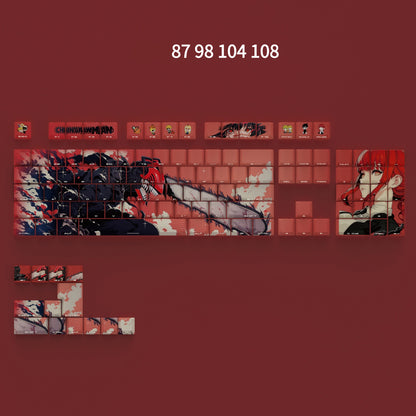 Chainsaw Man, Denji suit keycap, chainsaw man theme keycap, anime side engraved transparent characters