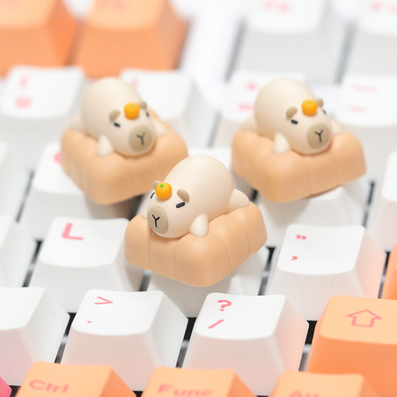 Capybara, multi-color resin molded keycaps, personalized keycaps, arti ...