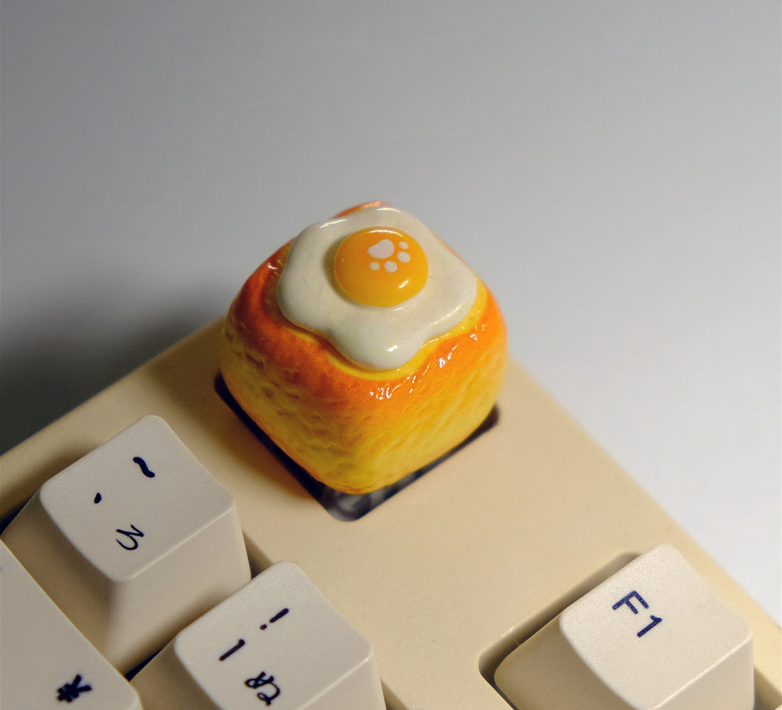 Super restored poached egg toast personalized peripheral handmade three-dimensional keycaps creative customization keycaps