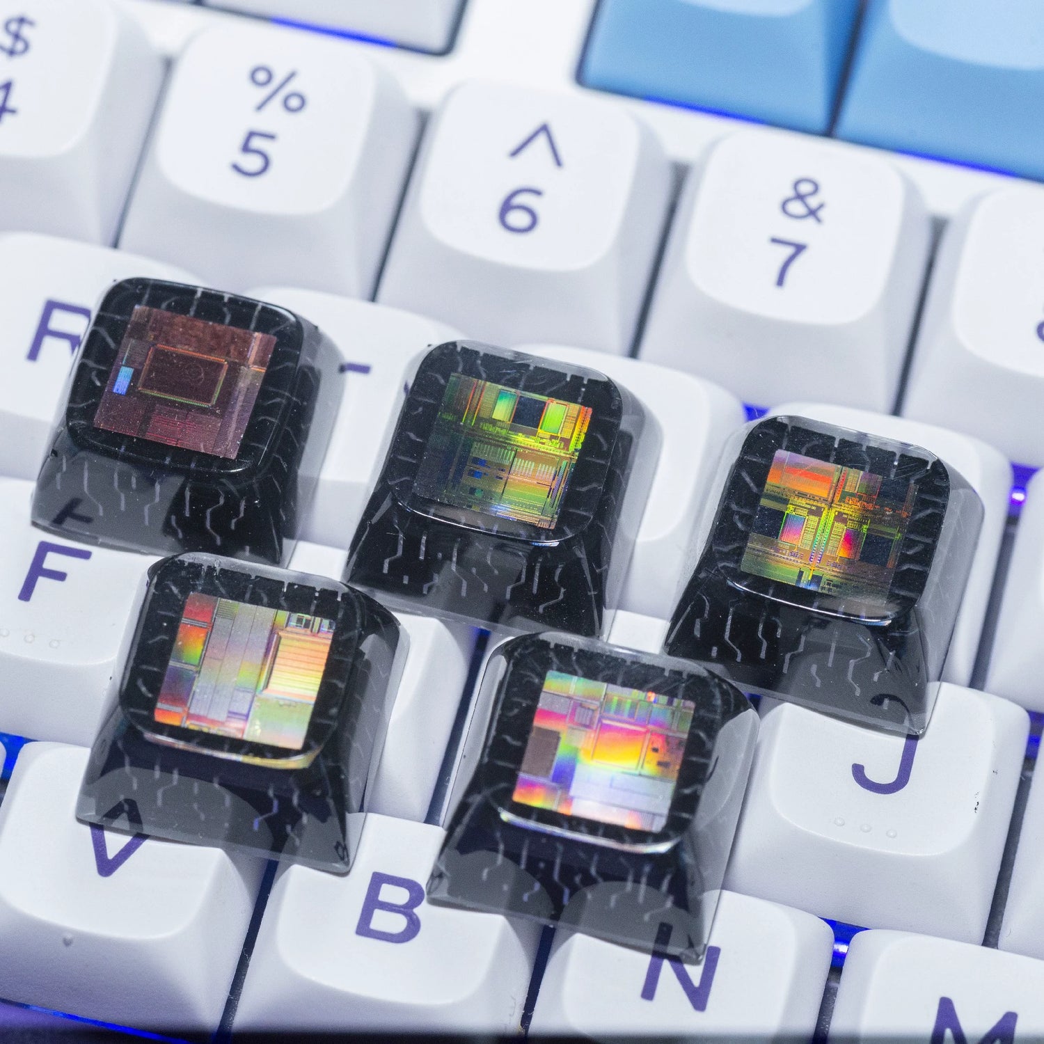 Crystal drops of glue， Transparent chip keycaps - XDA highly personalized keycaps, keyboard decorative keycaps