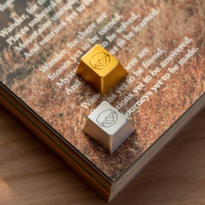 Aluminum alloy anode, simple lamb portrait pattern personalized keycap, metal decorative keycap