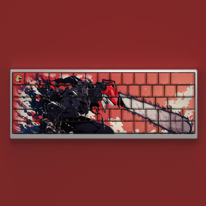 Chainsaw Man, Denji suit keycap, chainsaw man theme keycap, anime side engraved transparent characters