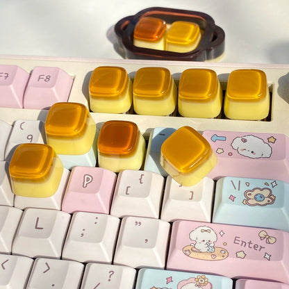 Caramel Pudding Original Personalized Keycaps, Mechanical Keyboard Decorative Keycaps, Resin Artisankeycaps