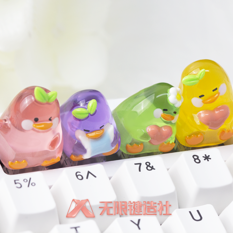 Jelly Duckling Cute Transparent Keycaps Original Personalized Resin Mechanical Keyboard Keycaps