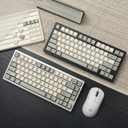 Vintage Grey Mirror Keycaps Complete Set PBT Heat Sublimation Customization Original Factory Height