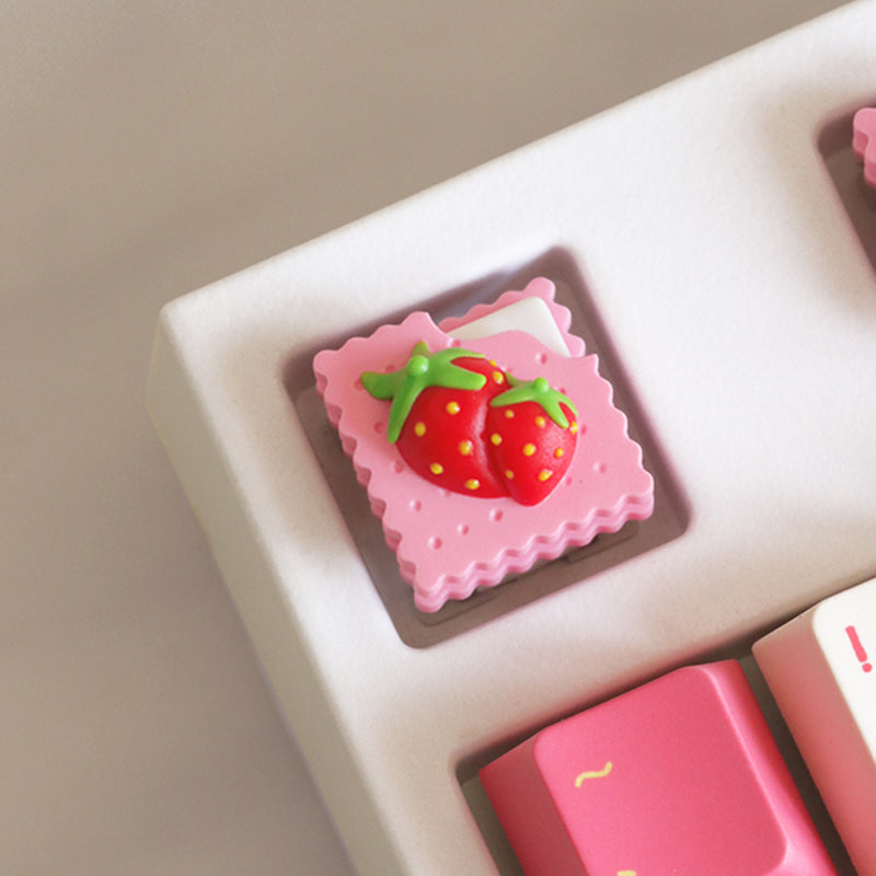 Strawberry Biscuit Keycaps, Gourmet Personalized Keycaps, Customized Mechanical Keycaps, Handmade Creative Artissankeycaps