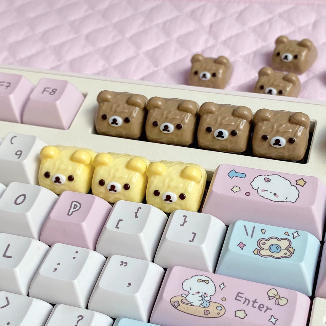 Bear Cake Roll Keycaps Original Personalized Keycaps Original Personalized Keycaps, Mechanical Keyboard Decorative Keycaps, Resin Artisankeycaps