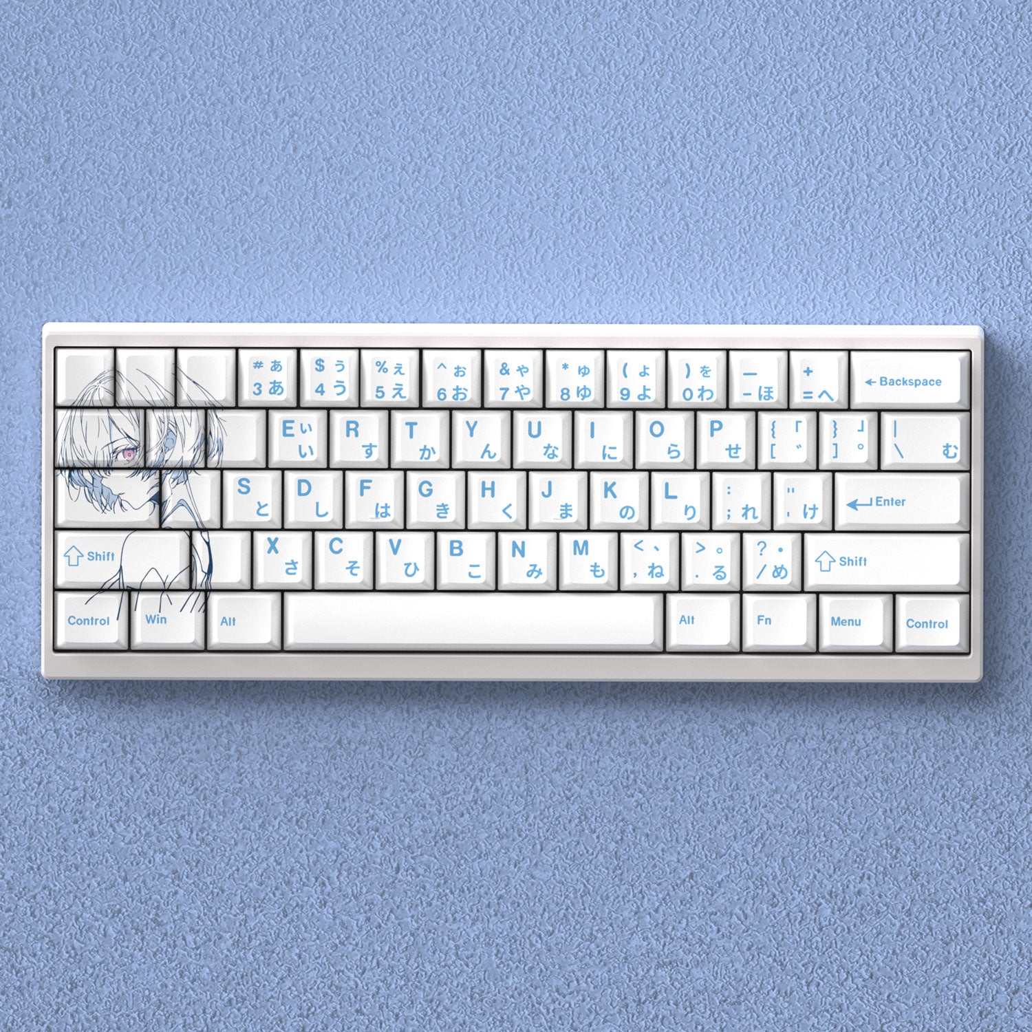 EVA, Ayanami Rei Anime Character Keycaps Original Factory Height Side Engraved Transparent Keycaps PBT Side Transparent Personalized Set Keys