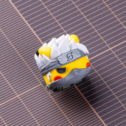 Kakashi Pikachu, hybrid personalized keycaps with translucent multi-color resin molded artisankeycaps at the head