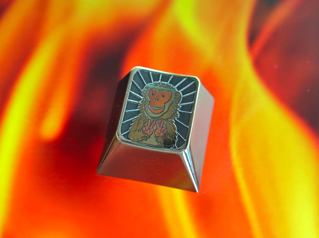 Black monkey colored titanium alloy carved keycaps, mechanical keyboard decorative keycaps