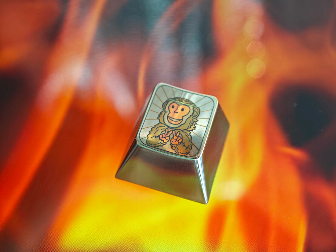 Black monkey colored titanium alloy carved keycaps, mechanical keyboard decorative keycaps