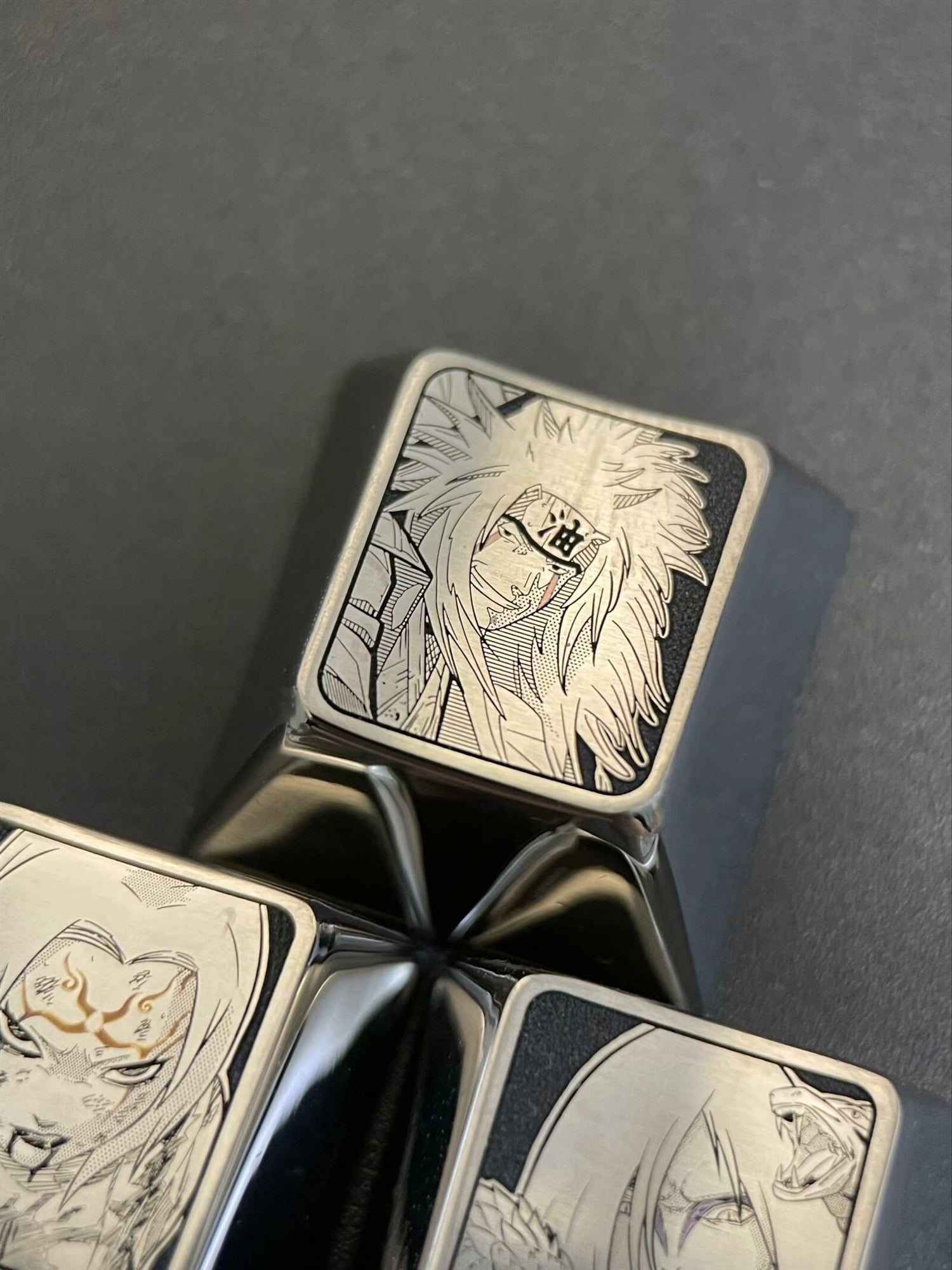 NARUTO ， San Ren, Jiraiya，Tsunade，Orochimaru， Exquisite carved titanium alloy keycaps, personalized keycaps.