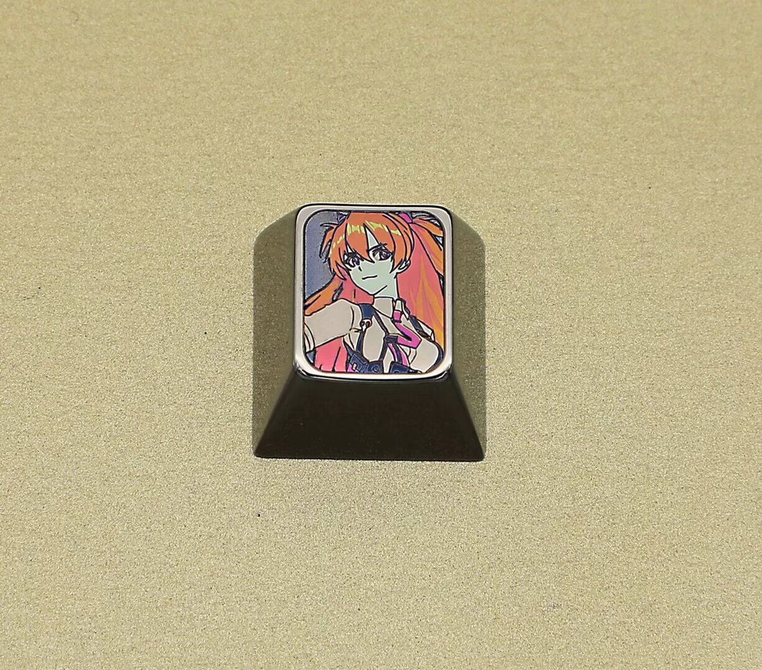 Asuka, titanium alloy carving, metal personalized keycaps, mechanical keyboard decorative keycaps