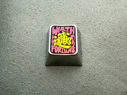 Zhaocai Jinbao (Chinese), the beautiful meaning of getting rich, titanium alloy carved personalized keycaps, mechanical keyboard decorative keycaps