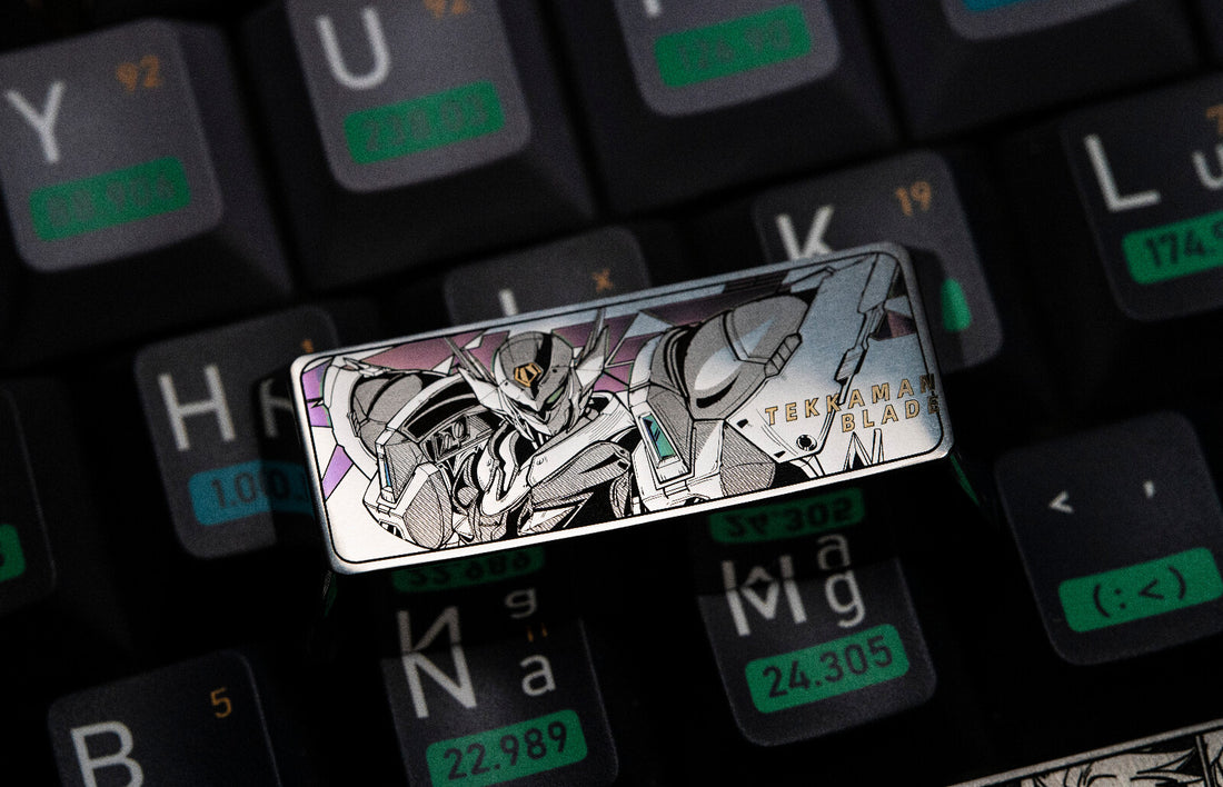 Tekkaman Blade，2U/2.25U， Colorful titanium alloy carved keycaps, metal personalized keycaps, decorative keycaps
