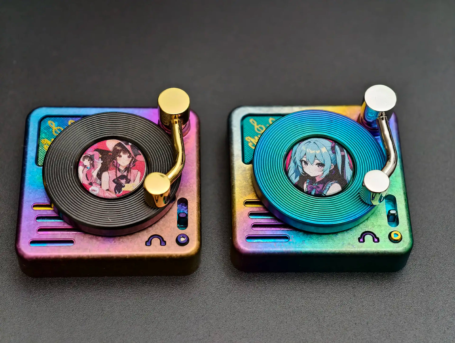 4U personalized keycaps for record players, Timascus‌，titanium alloy decorative keycaps, artistic custom keycaps