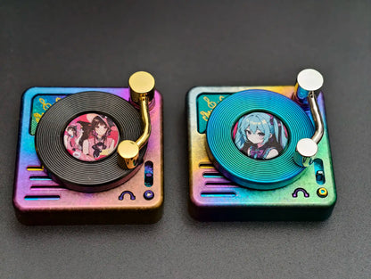 4U personalized keycaps for record players, Timascus‌，titanium alloy decorative keycaps, artistic custom keycaps