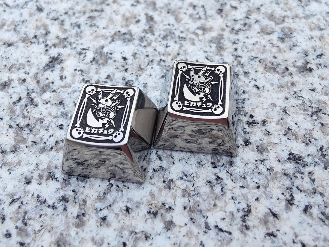 Halloween special, skeleton Pikachu, laser carved titanium alloy keycaps, personalized keycaps, decorative keycaps.