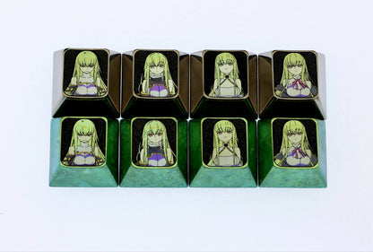 CODE GEASS Lelouch of the Rebellion，C.C.， Directional key set with titanium alloy metal personalized keycaps, mechanical keyboard decorative keycaps.
