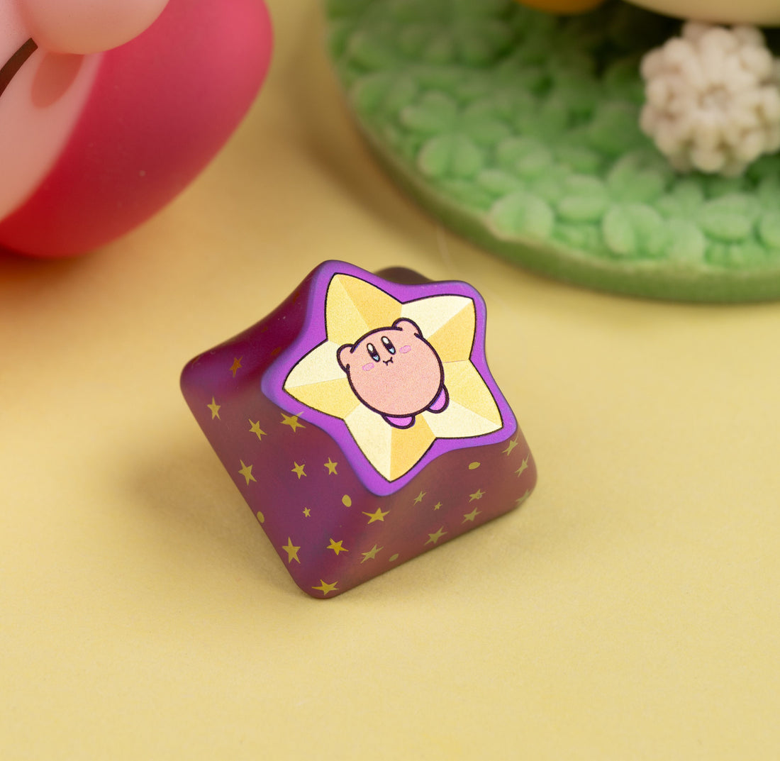 Kirby 1U, titanium alloy carved keycaps with star shaped personalized keycaps, mechanical keyboard decorative keycaps