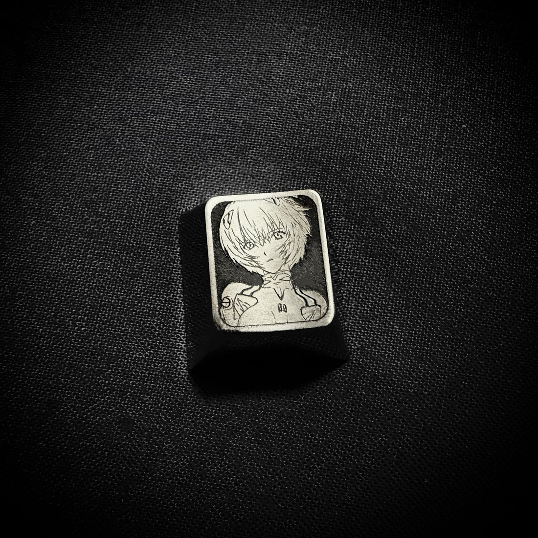 Ayanami Rei 1U titanium alloy black and white carved mechanical keyboard with personalized keycaps and decorative keycaps