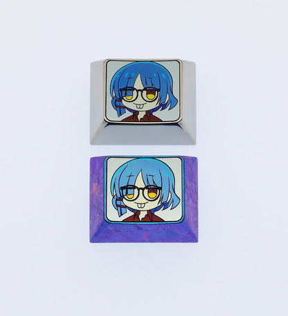 Bocchi The Rock! Yamada Ryo, 1.25U titanium alloy carved personalized keycaps, mechanical keyboard decorative keycaps.