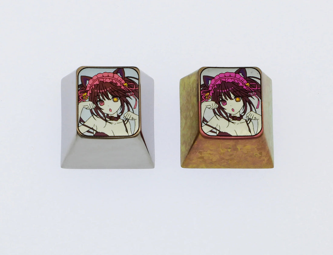 DATE A LIVE，Tokisaki Kurumi， Colored titanium alloy carved keycaps, personalized keycaps, decorative keycaps.
