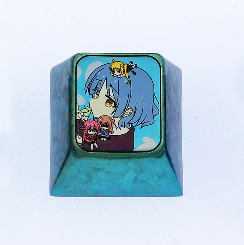 Bocchi The Rock!, Yamada Ryo, 1U color titanium alloy carved keycaps, personalized keycaps, decorative keycaps.