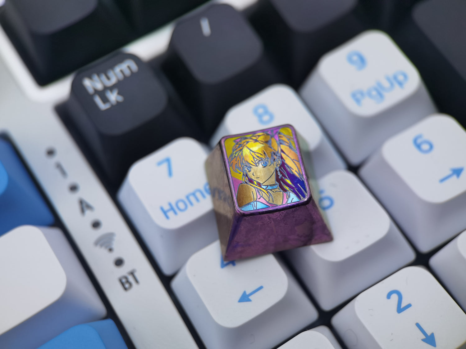 Asuka, EVA, 1U titanium alloy decorative keycap, metal personalized keycap