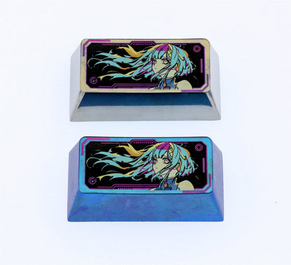 Cyberpunk, Lucy, 2.25U/2U titanium alloy personalized keycaps, mechanical keyboard decorative metal keycaps