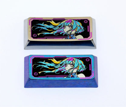 Cyberpunk, Lucy, 2.25U/2U titanium alloy personalized keycaps, mechanical keyboard decorative metal keycaps