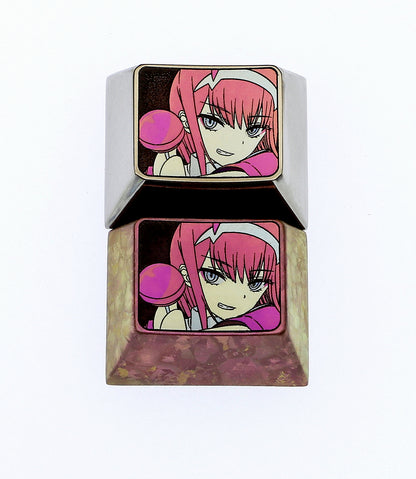 DARLING in the FRANXX, 1.25U titanium alloy personalized keycaps, anime character decorative keycaps, metal art keycaps